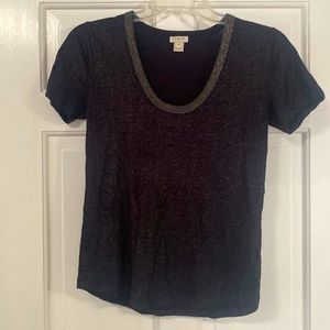 Black and metallic JCrew shirt with beautiful beading around the neck